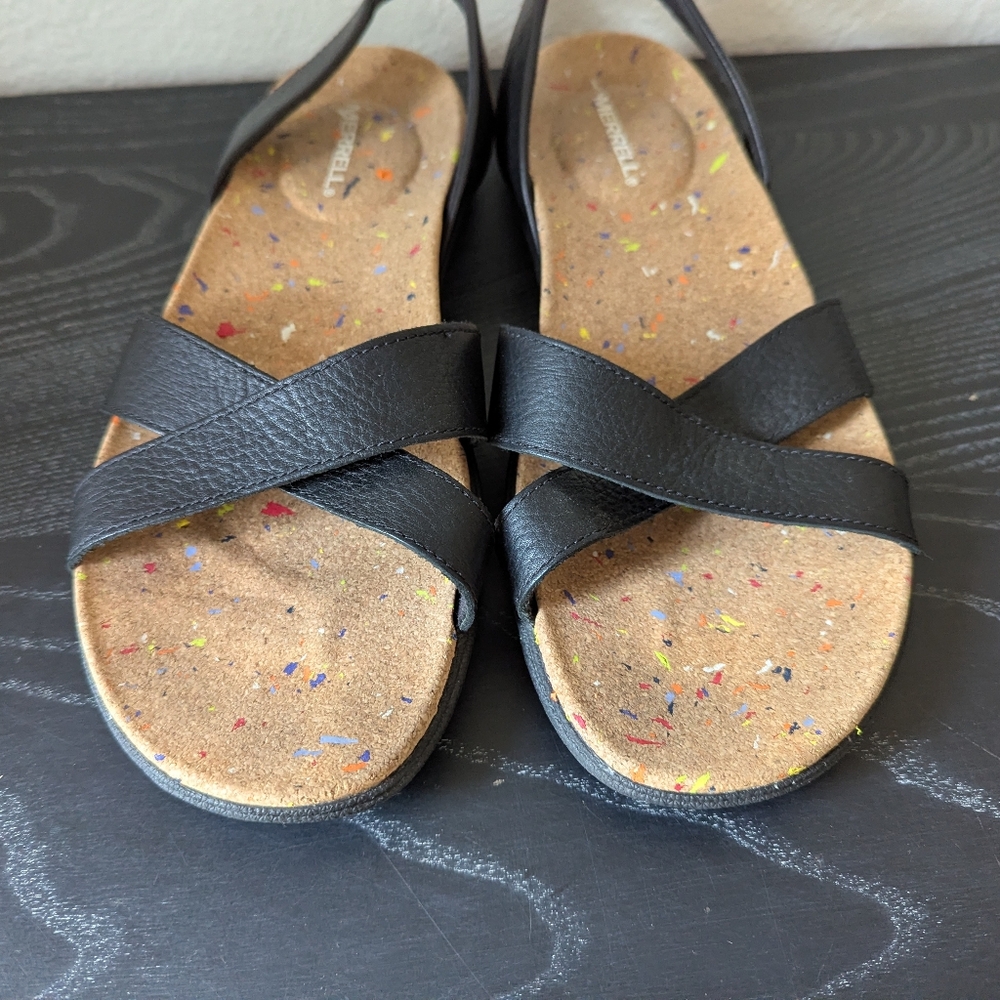 LIKE NEW Merrell Women's Size 9 Napa Valley Sling Back Leather Sandals Black - Picture 3 of 11